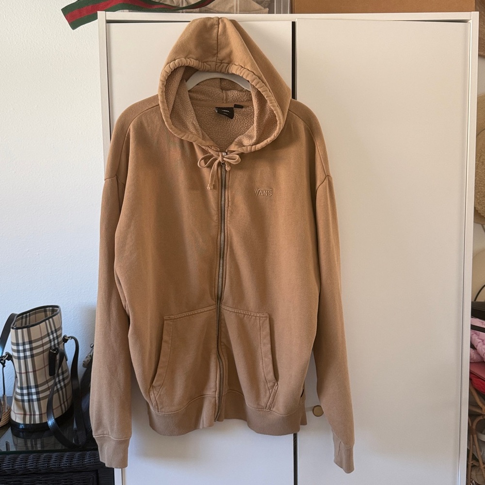 VANS / Oversized Zip Brown Zip-Up Hoodie - S
